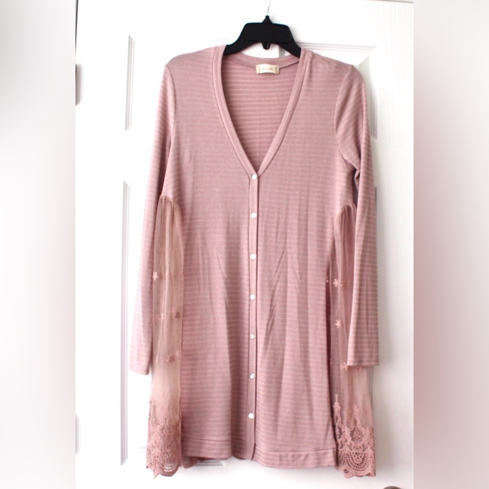 Altar’d State Blush Pink Button Down Tunic Sweater